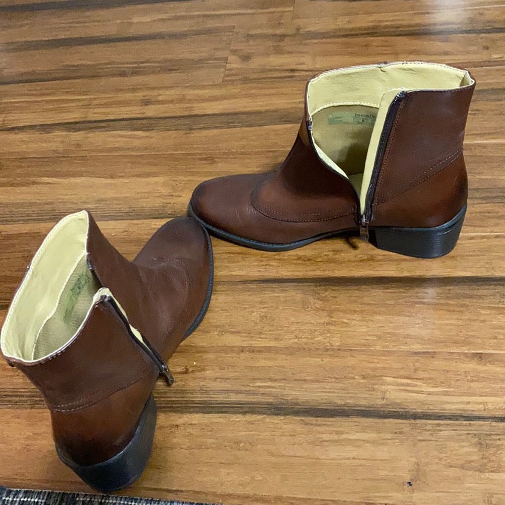 Brown leather boots